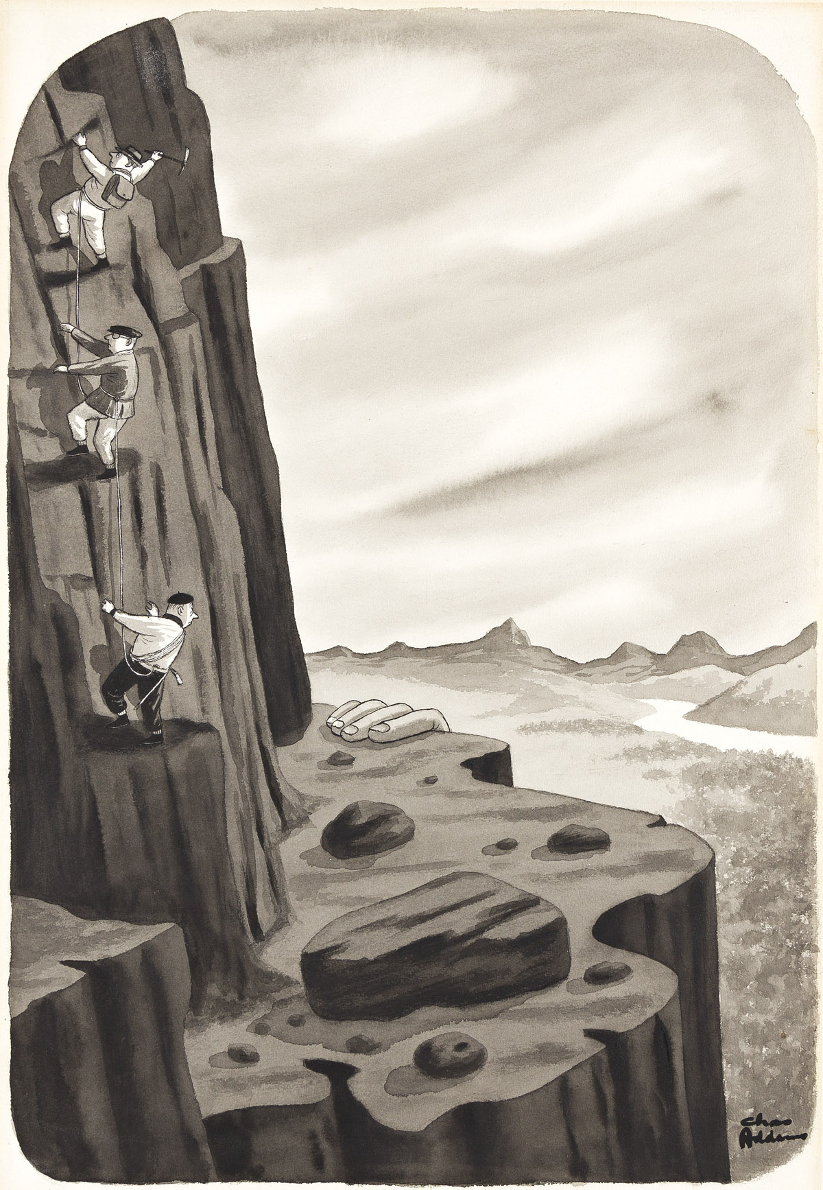 CHARLES ADDAMS (1912-1988) (THE NEW YORKER) Rock Climbers.